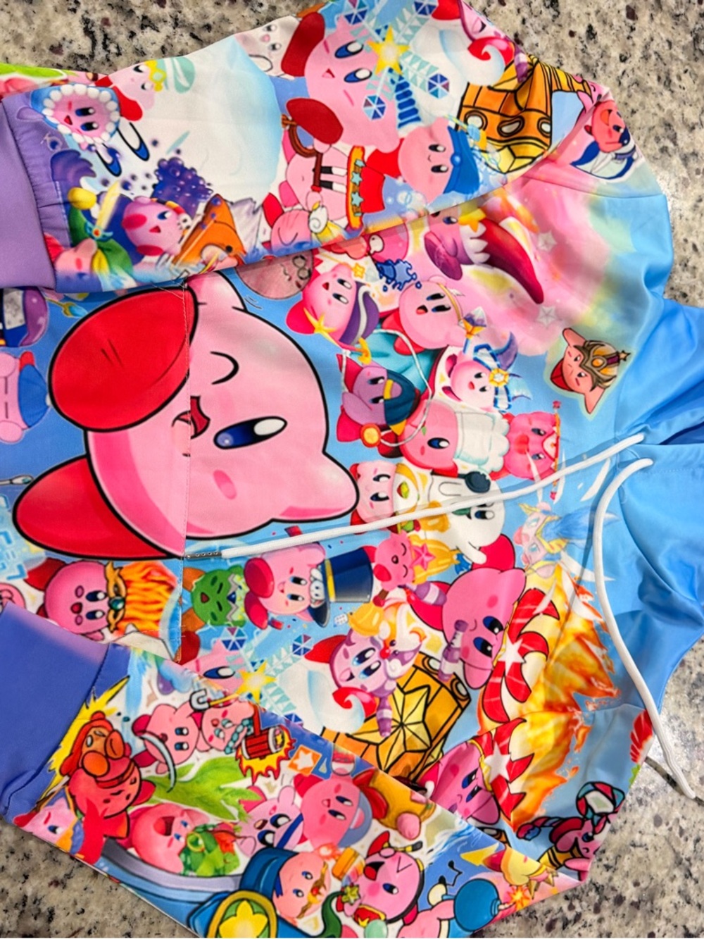 Colorful Kirby All-Over Print Hoodie - Pink & Sky Blue